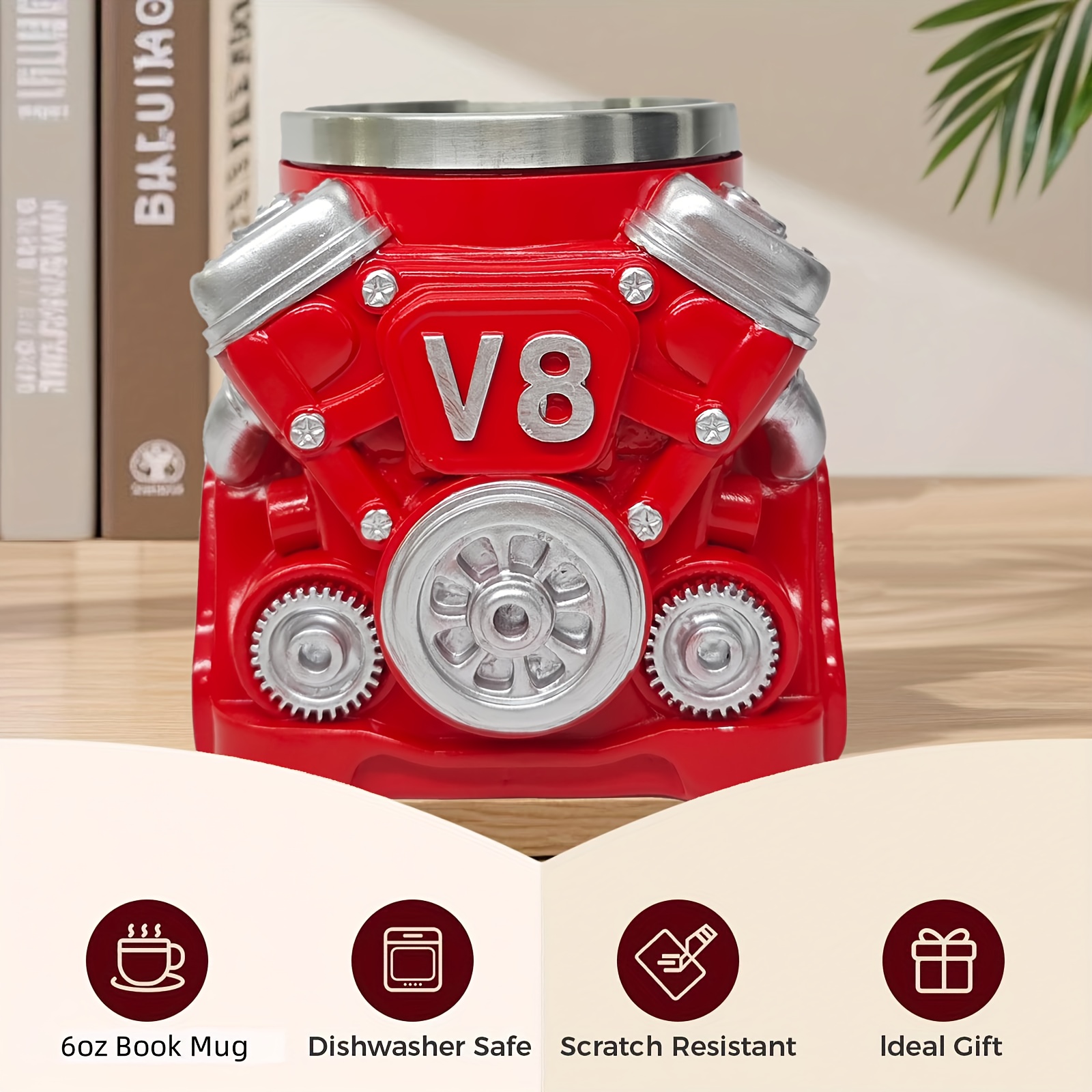 stainless steel v8   ideal for christmas new year birthday gifts car theme mens gift coffee mug 7