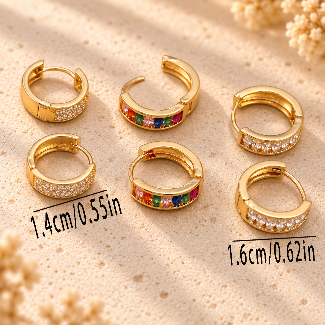 6pcs Elegant Marquise-Cut Cubic Zirconia Hoop Earrings Set