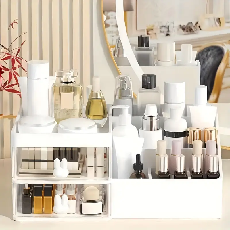 1pc multifunctional desktop storage box vanity organizer cosmetics organizer suitable for bathroom bedroom desktop a gift for mom teacher or grandma home decor bathroom decor bathroom accessories Product details 1