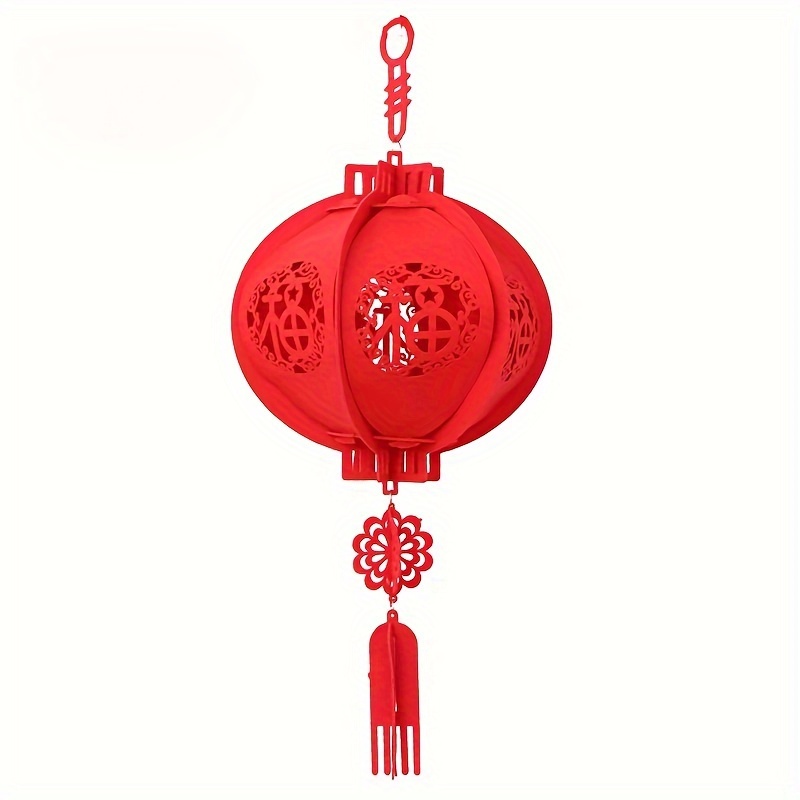 Image of 1pc Chinese New Year Lantern, Chinese , New Year Celebration, Festive Red For Holiday, Lantern Decoration With Mini Lanterns, Red Character Lantern, Chinese New Year Lantern