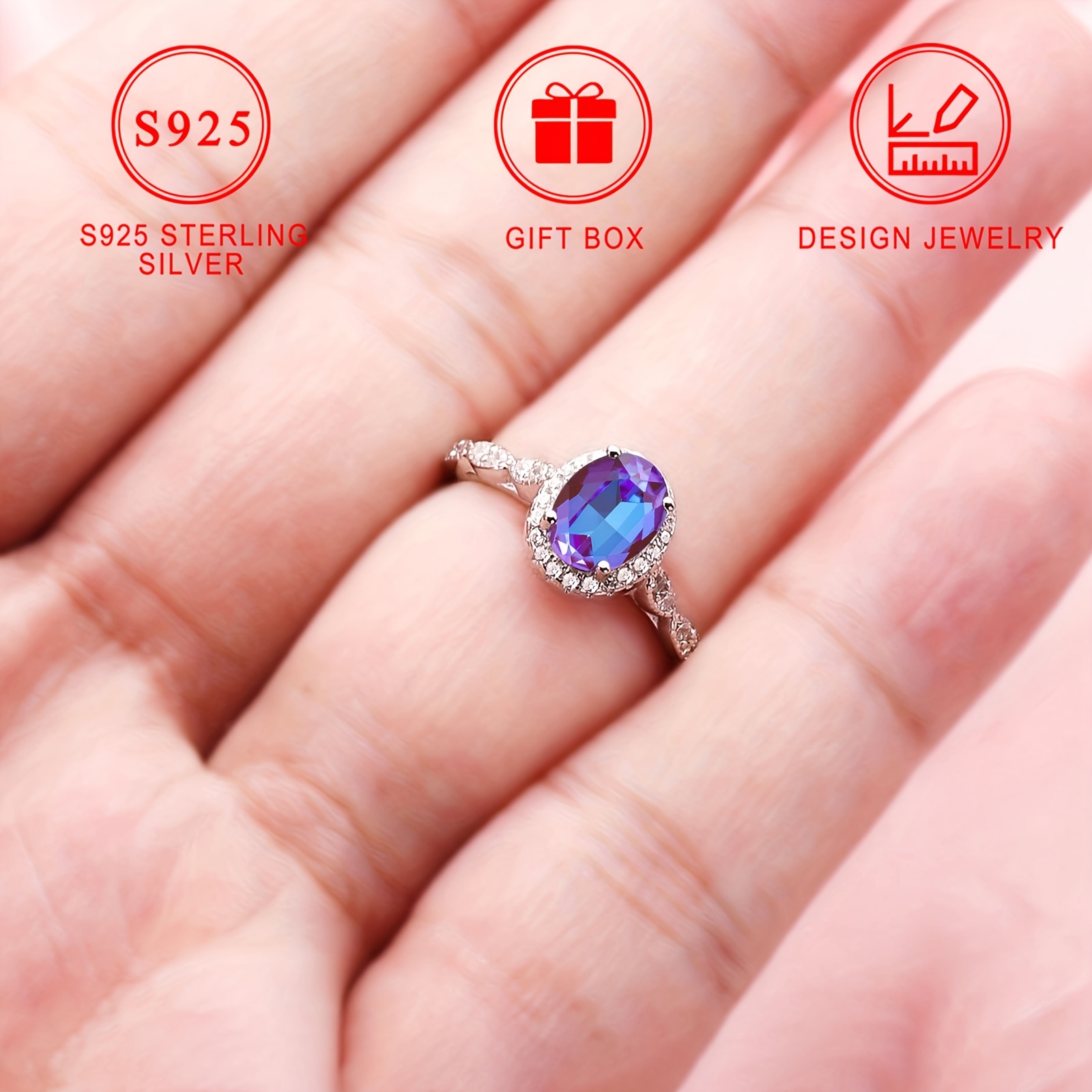 Purple Dual Tone Zirconia Silver Ring for Women