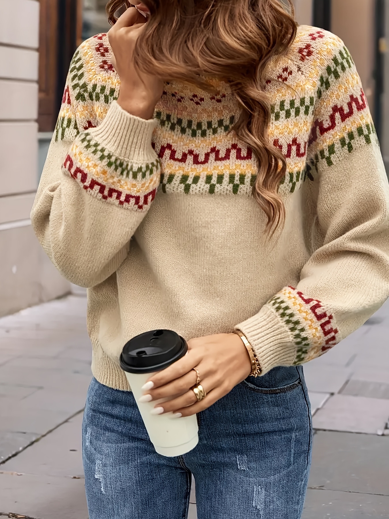 1pc womens plus size casual fashion sweater polyester knit Temu