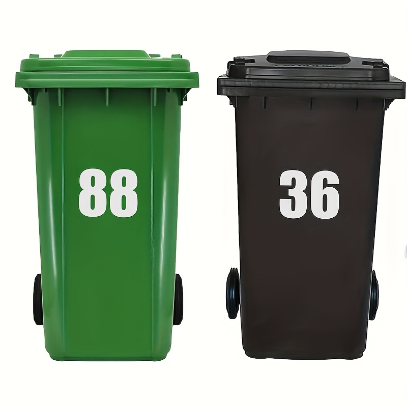 2pcs heavy duty reflective number stickers large 6 69 self   trash can labels waterproof durable pvc no residue stick on for wheeled large capacity bins outdoor garage organization high visibility   trash can for outside outdoor waste disposal modern waste bin pvc construction