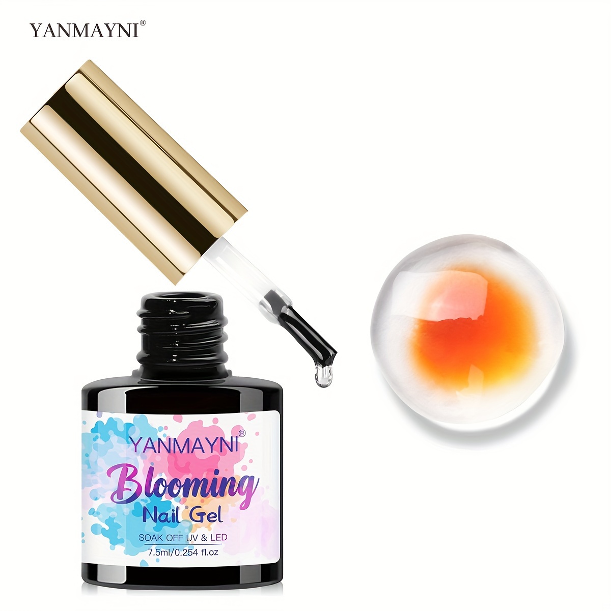 Yanmayni Nail Blooming Gel, 7.5ml Clear Blooming Gel Nail Polish, Spreading Effects Soak Off Gel For Nail Art Diy