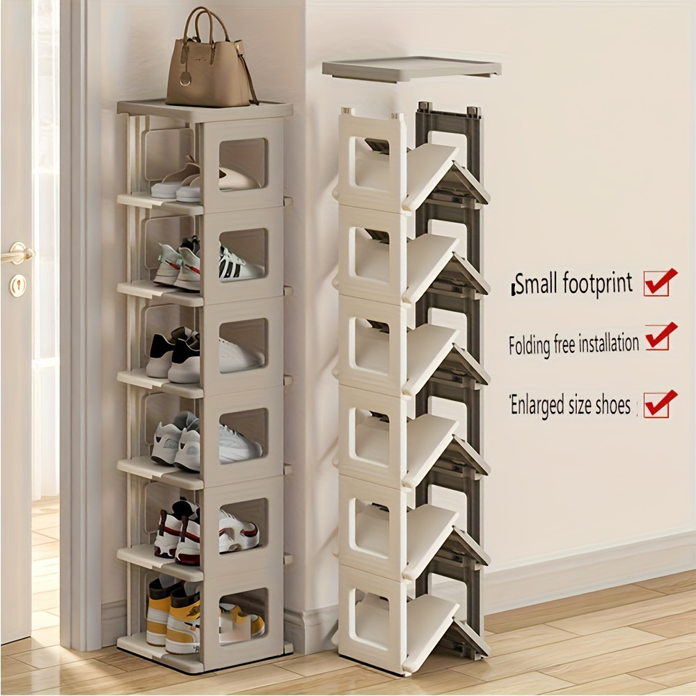 Zapatero estrecho de 6 niveles, pequeño soporte vertical para zapatos,  organizador de almacenamiento de zapatos de pie para entrada, armario,  pasillo