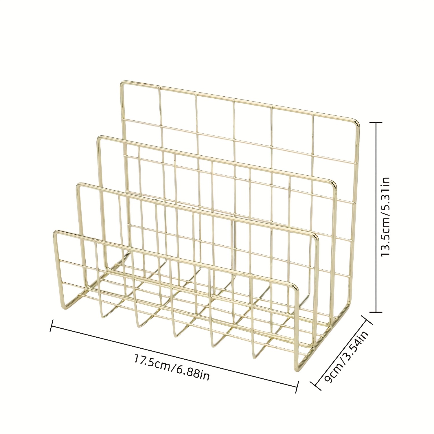 Image of -layer Metal Golden Bookshelf, Rectangular, Suitable For Office, School, Home Decoration, Iron Mesh Storage Basket, Office Supplies, Decorative Books And Periodicals Display Rack
