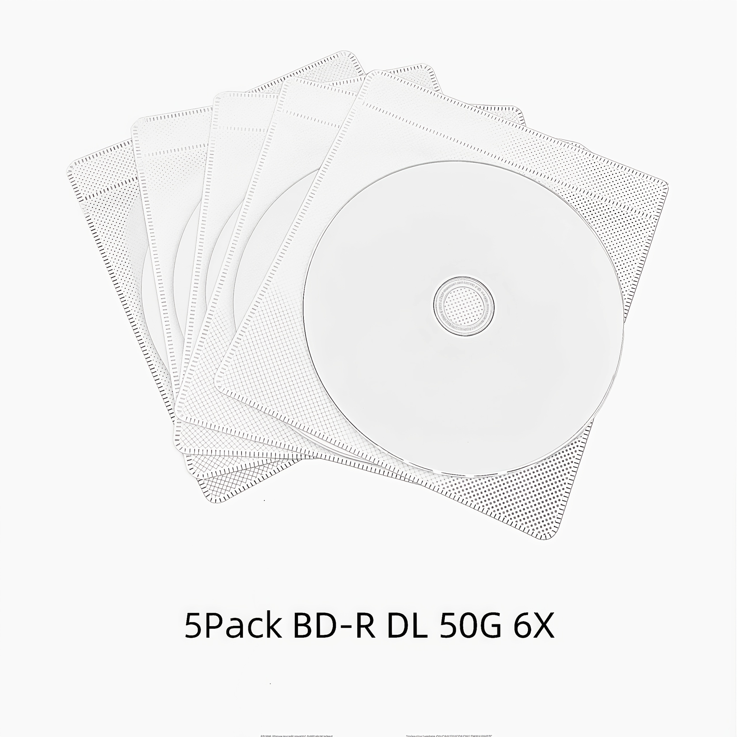TEMU 5pcs Bd- 50g 6x Blank Blu-ray Discs - High-quality Printable Blue Light Recording Media For Data Storage, Compatible With Blu-ray Players &