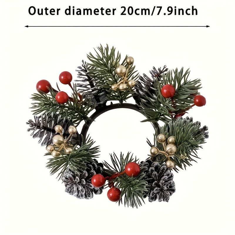1pc Christmas Aromatherapy Candle Candlestick Garland Ring Desktop Home Decoration Simulated Pine Cone Ornament