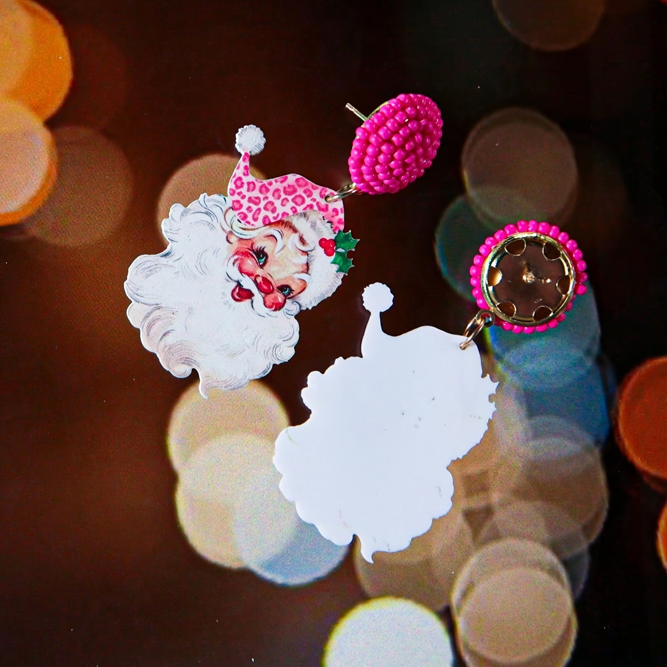Charming Santa Claus Leopard Print Dangle Earrings