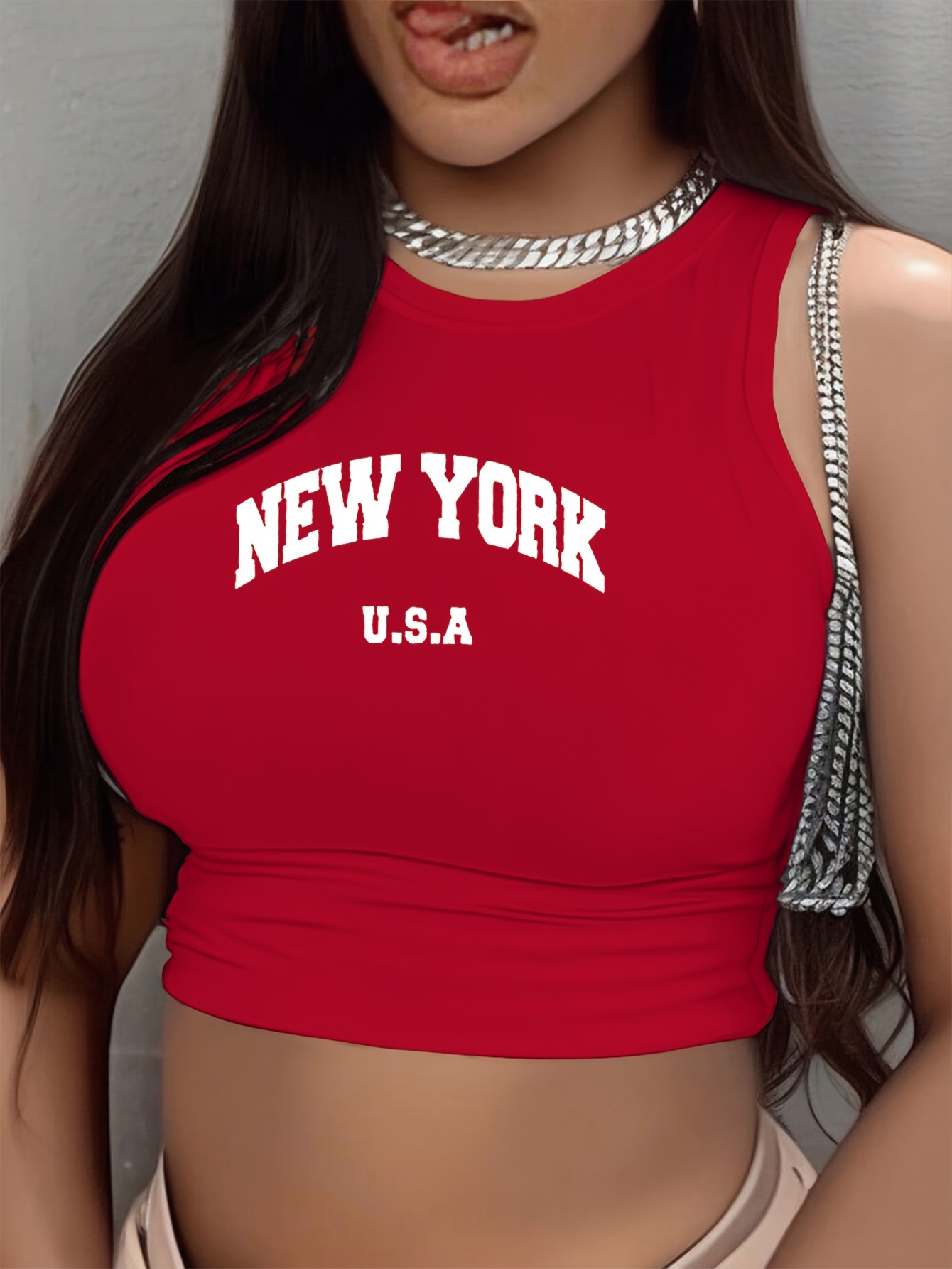 red crop top sold on Temu Canada