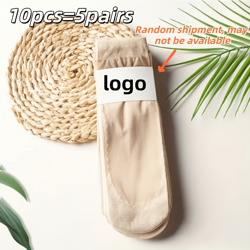 E-shop 10 Stück = 5 Paar Sommer-Unsichtbarkeits-Socken in zufälligen Farben, kurze atmungsaktive Netzsocken für Damen, rutschfeste Socken mit niedrigem
