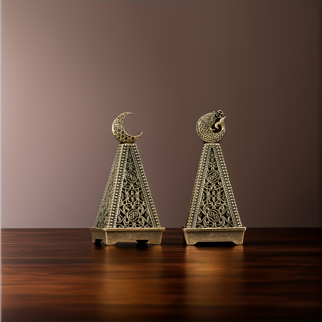 TEMU 2pcs/set Elegant Metal Diffuser With Moon And Carp Elements In The Design - Middle Eastern And East Asian Style, Portable Desktop Ornaments