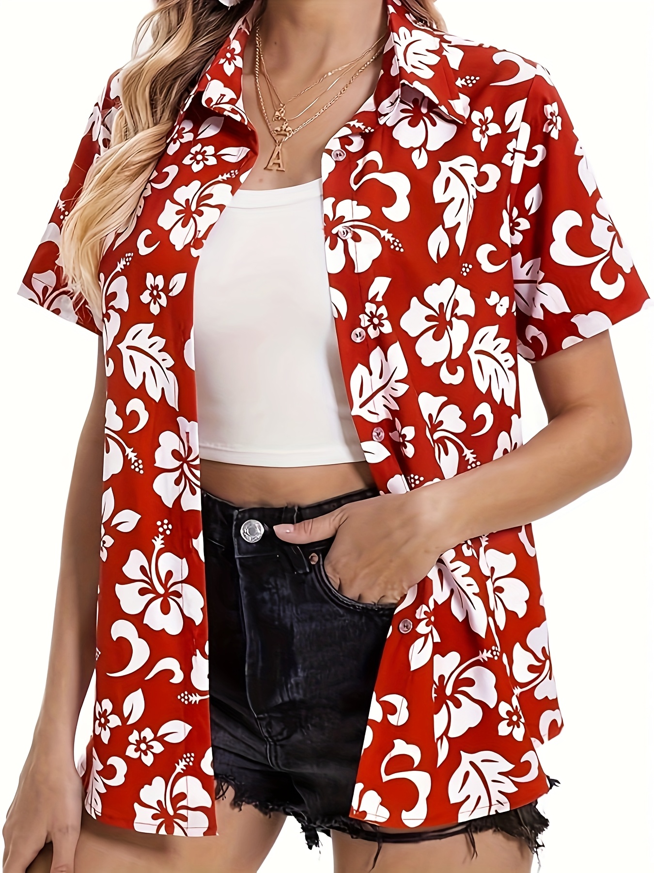 Camisa Hawaiana Vestimenta Hawaiana De Mujer Camisa Hawaiana