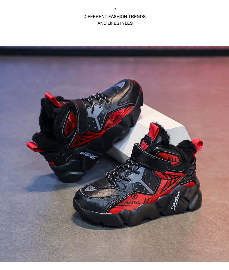 Jongens Sneeuwlaarzen met Dikke EVA Zolen en Pluche Voering, Jongens Casual Schoenen, Lichtgewicht Modieuze Trendy Schoenen, Sportieve School Schoenen voor Jongeren, Buitenshuis Hardloopschoenen voor Jongens, Grote Warme Kinderen Schoenen Herfst- en Wintermodellen