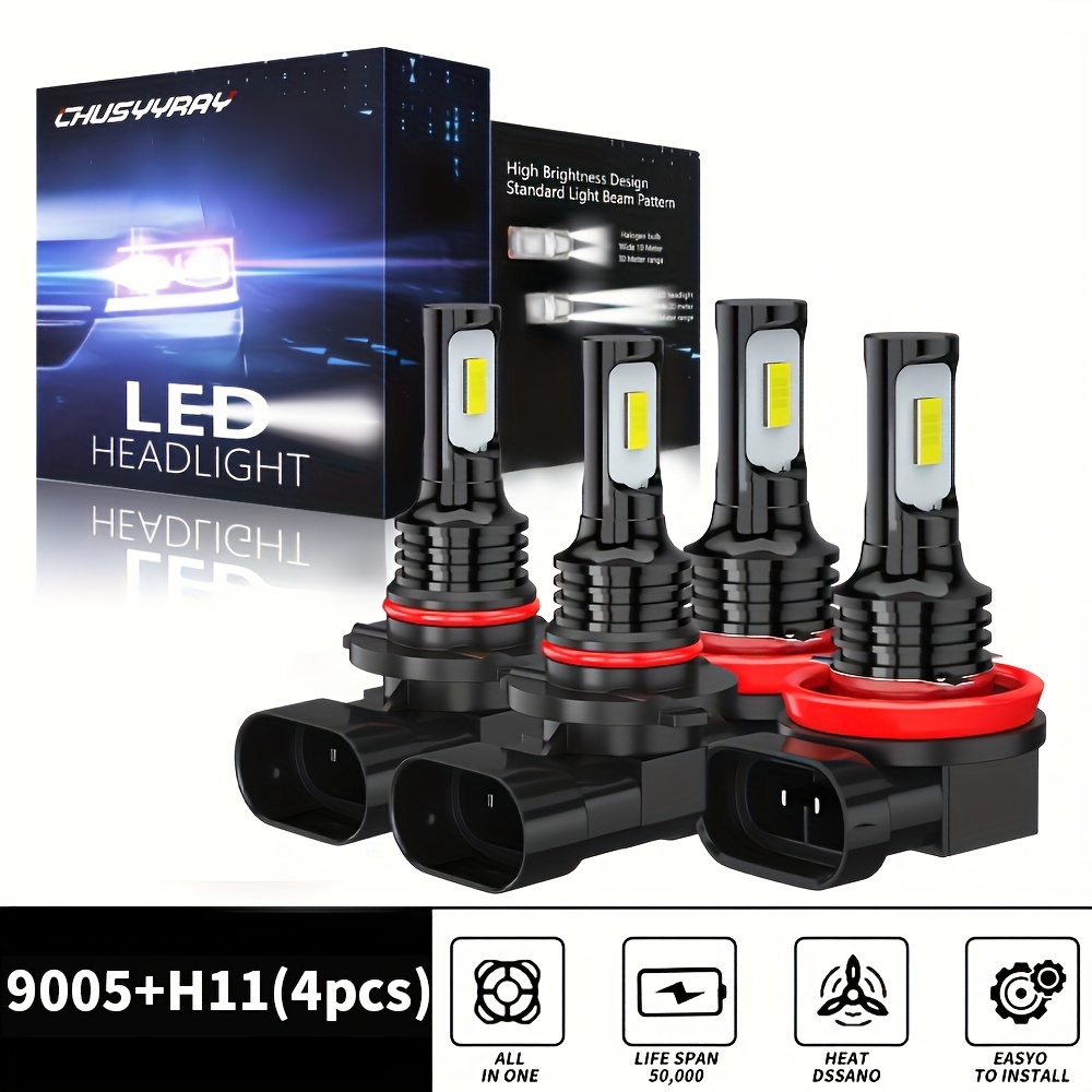 

9005 H11 Led Headlight Super Bulbs Kit 6000k 3000lm Low