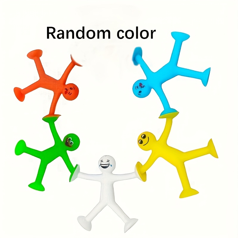 Kids Cartoon Suction Cup Fidget Toys, Pack Of 10, Stretchable And Fun Figure Toys, Stress- Sensory Toys, Kids Party Favors, Birthday Gifts, Christmas And Halloween Gifts, Fun-face Dolls, Random Colors