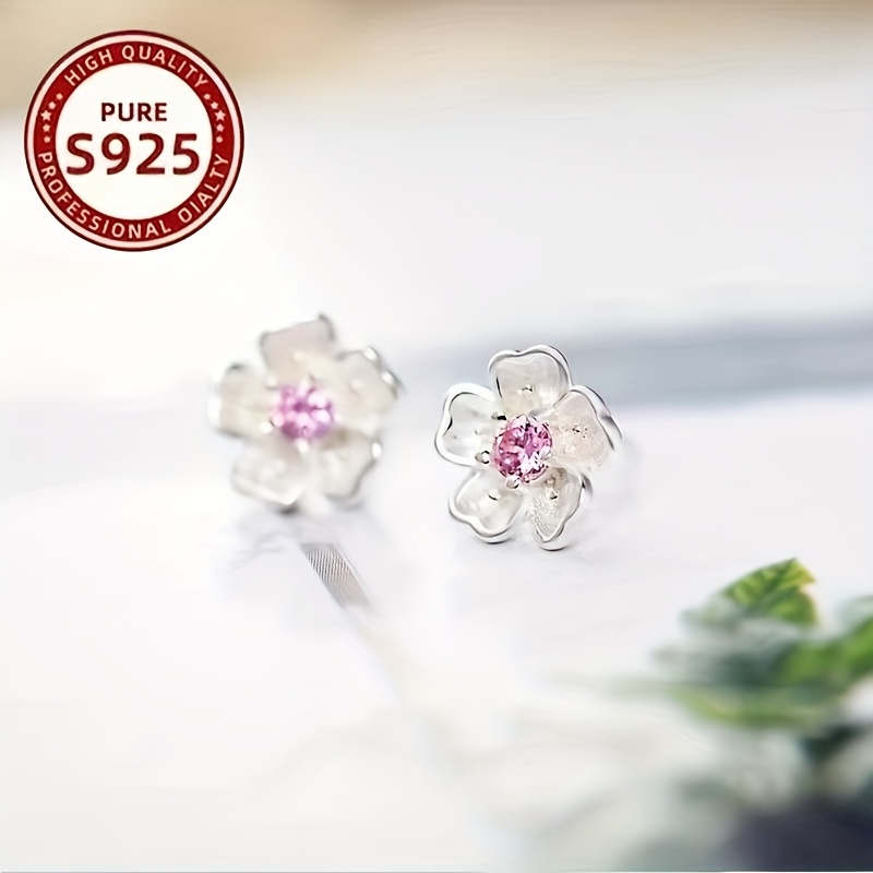 925 Silver Flower Earrings, Minimalist Design
