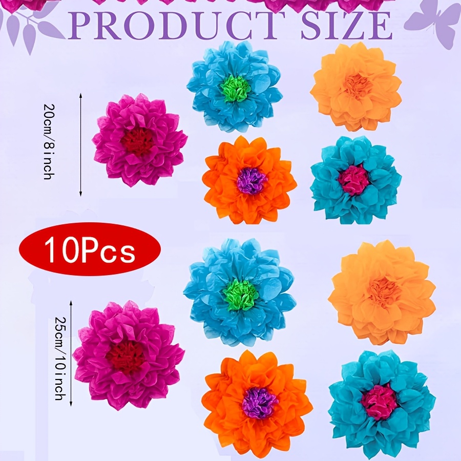 TEMU Mexican Carnival Paper Flower Tissue Pom Poms, Wedding Birthday, 3d Paper Flower Diy Crafts, Spring Valentine's Day Wedding Party Ceiling Floral