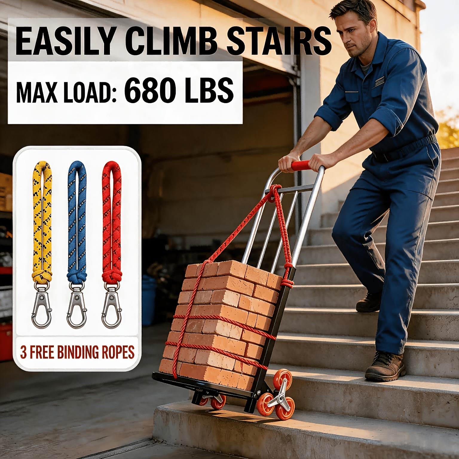 TEMU Folding Handcart, Stair-climbing Hand Trolley, Portable Pull Cart, Grocery & Moving Hand Cart, 680/80lbs Load-bearing Luggage Cart, Stainless