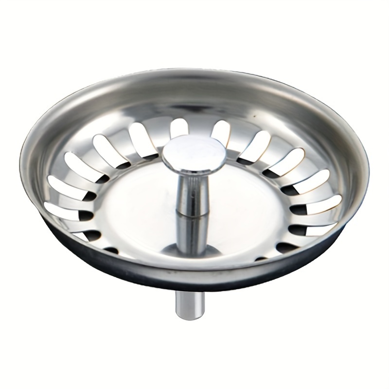 

Kitchen Sink Strainer Basket, Stainless Steel Drain Filter With Pull-out Stopper, Metal Waste Plug For Standard Sink Drain