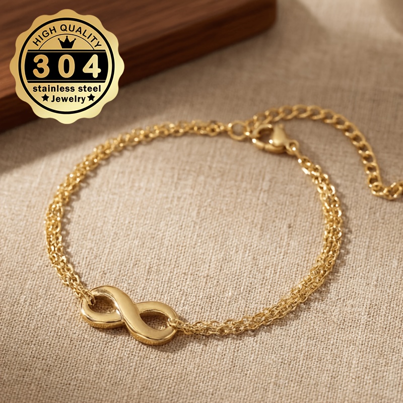 Elegant Women's Double-Layer Stackable Infinity Loop Bracelet