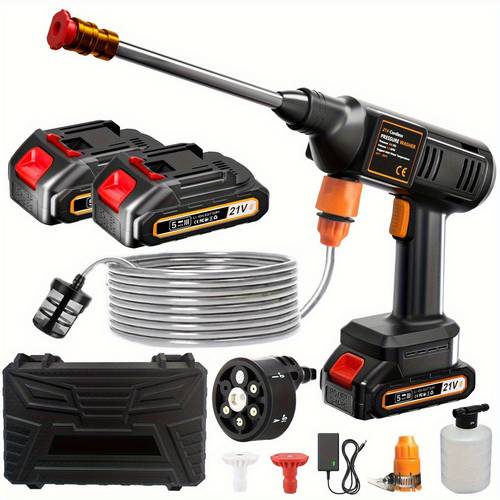 6 in 1 cordless high pressure washer gun with 2 or 1 rechargeable battery ultra portable cleaner for car balcony garden yard windows and pets washing electric water spray faucet connector pressure water spray