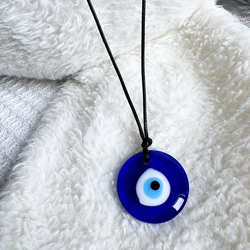 TEMU Collana con Occhio , Ciondolo in Vetro con Protezione Occhio , Collana Regolabile con Cordino in Cera , Boho con Ciondolo Protettivo per Uso