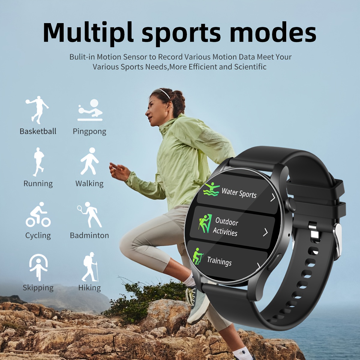The Bezosmax Smartwatch Is Designed for Both Men And Women, Featuring a 1.43-Inch AMOLED HD Display, Wireless 5.3 Connectivity, Calling Capabilities, Various Sports Modes, Message Notifications, Wallpapers, a Silicone Strap, USB Charging