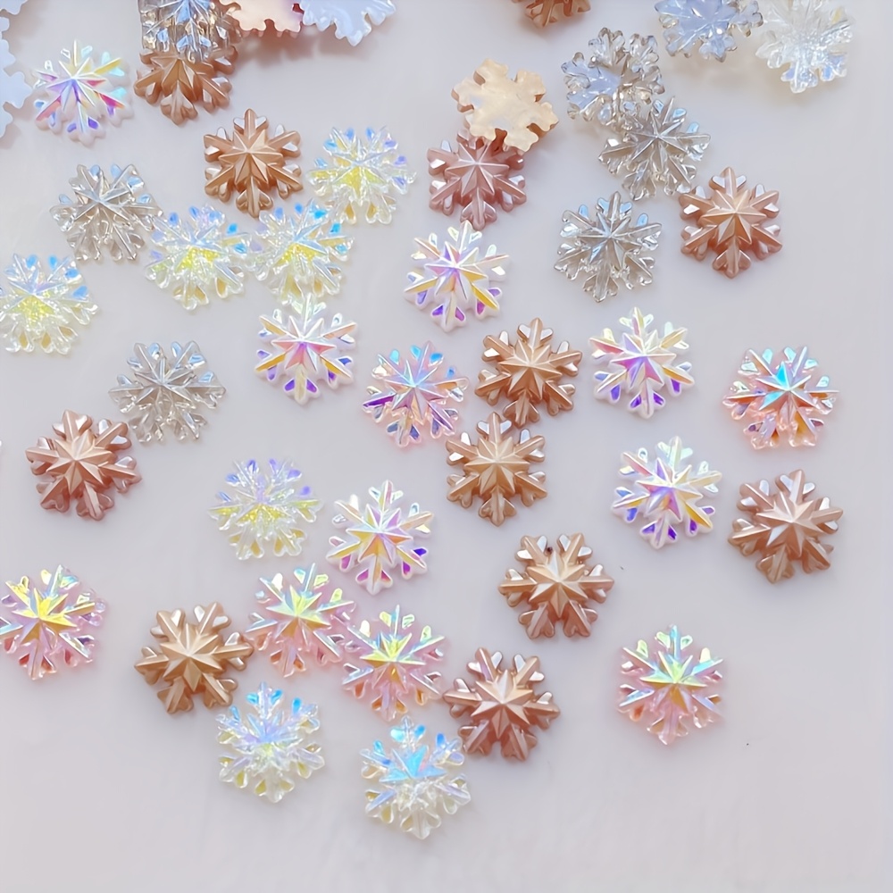 30/60/98pcs Mixed Resin Colorful Mini Cute Glitter Crystal Christmas Snowflake Nail Art Flat Back Rhinestone Applique Decor Diy Wedding Accessories Crafts