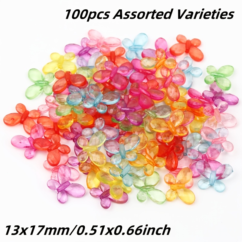 Image of 13x17mm 100pcs Random Mixed Colors Transparent Acrylic Beads For Jewelry Making Diy Bracelets Necklaces Phone Charms Accessory Materials Sewing Crafts