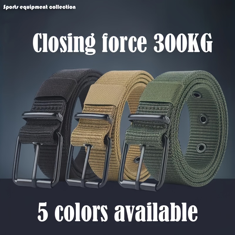 

Men's Tactical Sport Belt With Rugged Iron Buckle - Casual Style Canvas Belts For Outdoor Activities, Adjustable Square Button Clasp, 300kg Closing Force - Ideal Gift