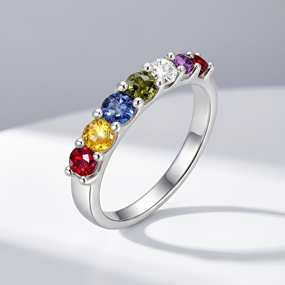 Luxury Stackable Synthetic Zirconia Rings, Wedding Band Set