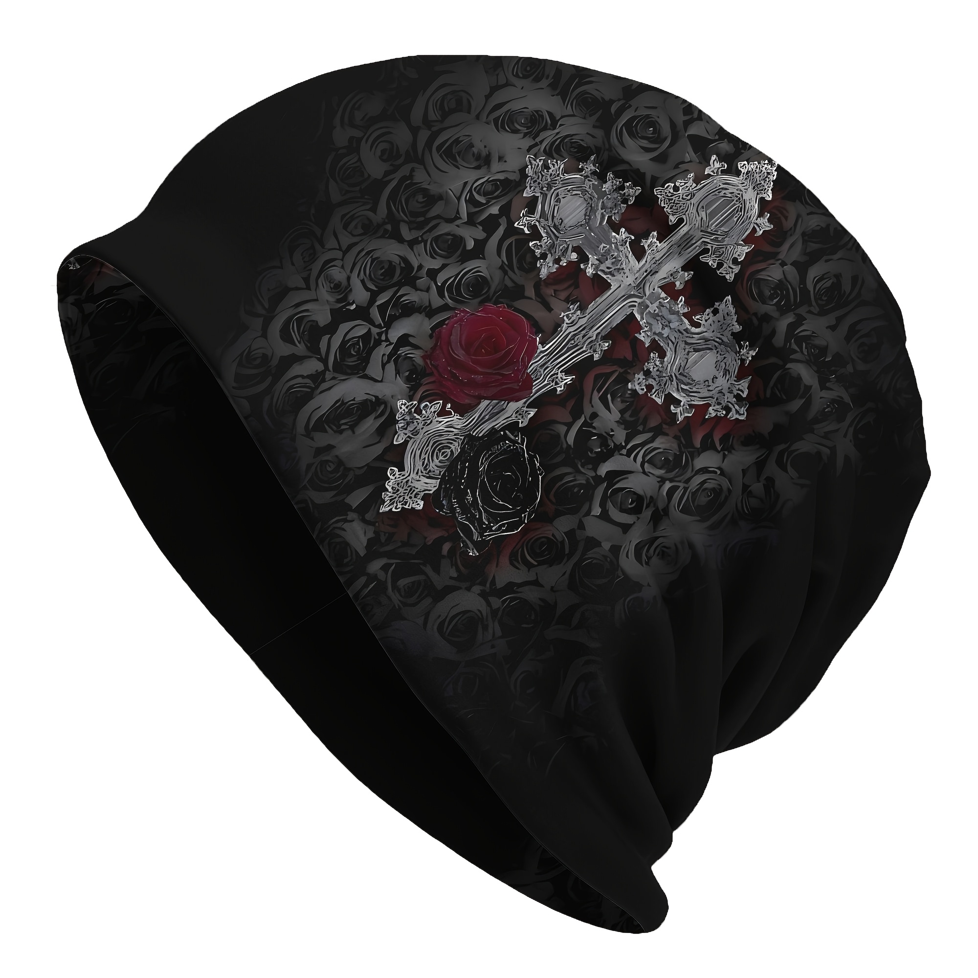 TEMU Gothic Dark Cross Bonnet Hats Men Skullies Beanies Hat Cap Hip Hop Caps