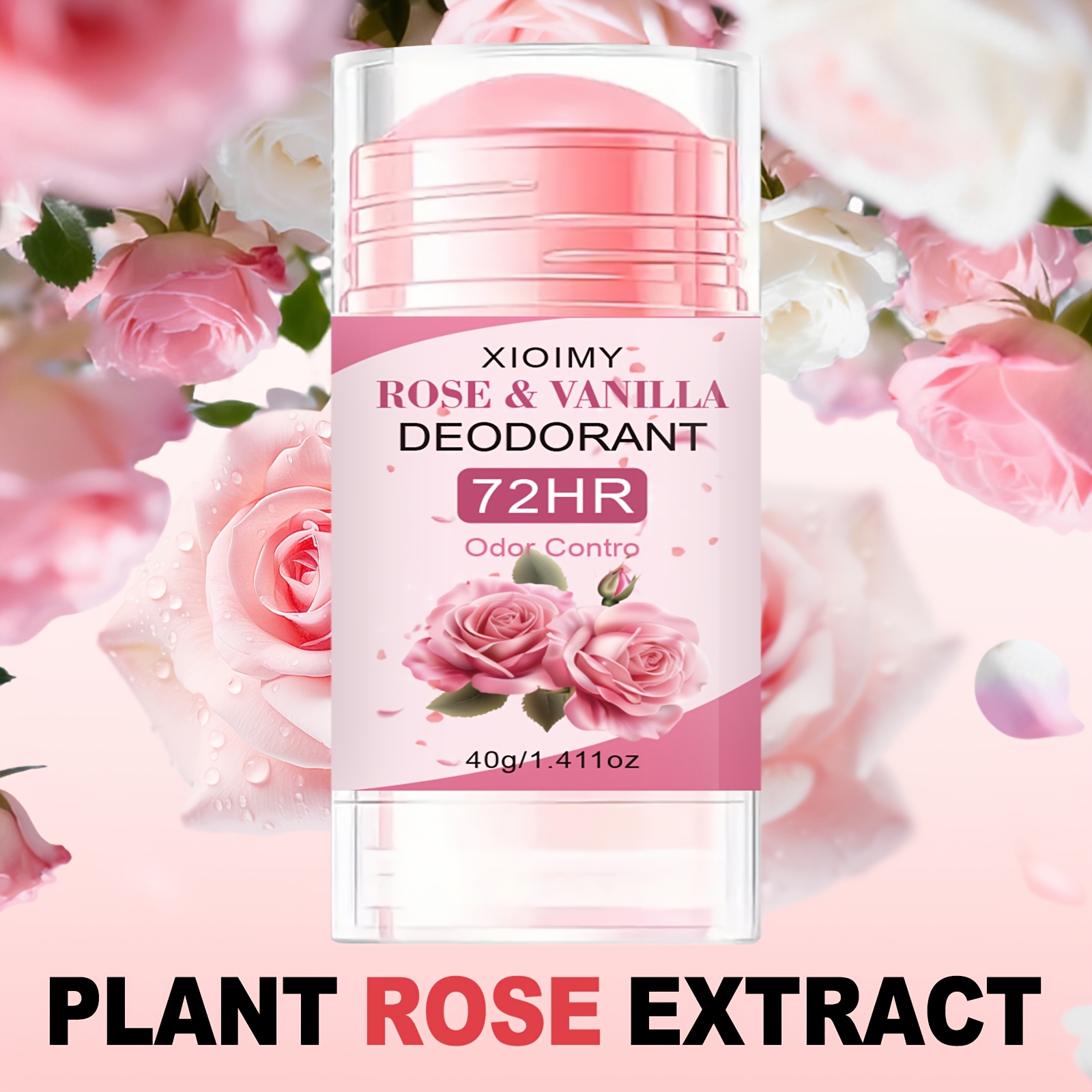 [Parfum de lungă durată de 72 de ore] Balsam deodorant cu trandafir 1.411oz, elimină mirosul corporal timp de 72 de ore, cu un parfum proaspăt de trandafir. Potrivit pentru axile, corp, zone intime, miros corporal persistent și mirosuri neplăcute