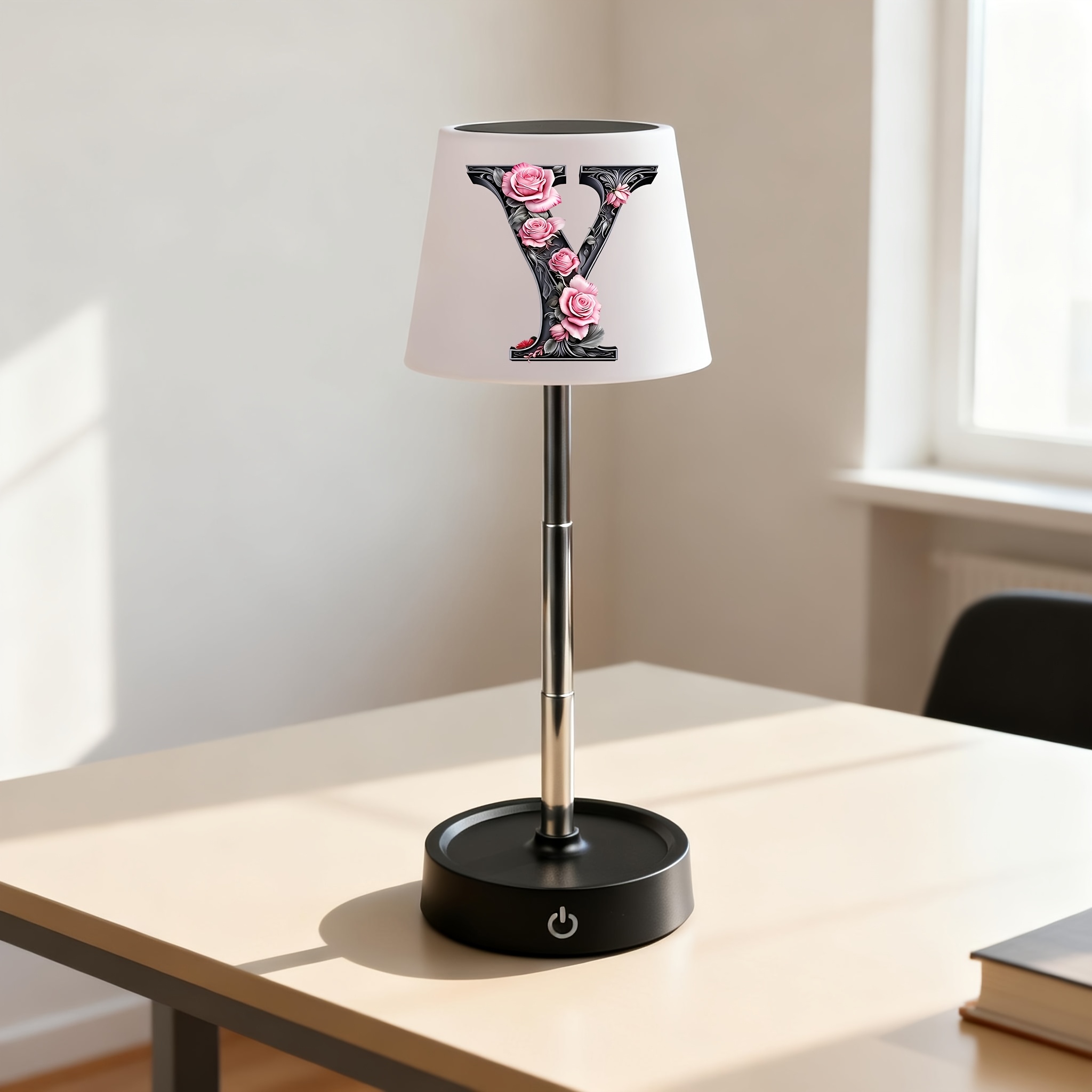 Adjustable Height Floral Monogram Desk Lamp