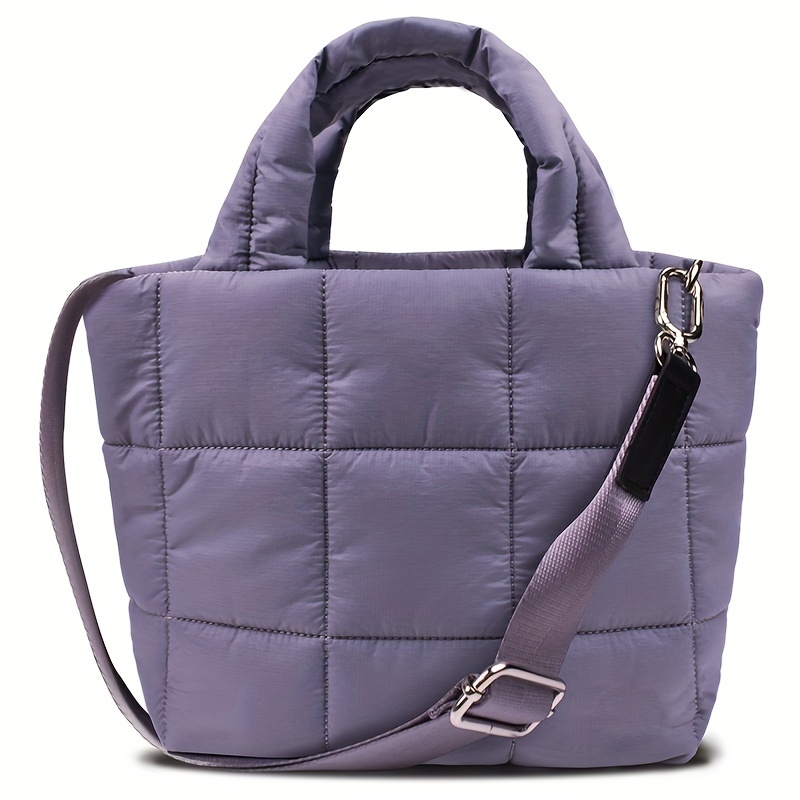 

Puffer Tote Bag For Women, Fashion Quilted Puffy Handbag, Padding Lattice Satchel Purse