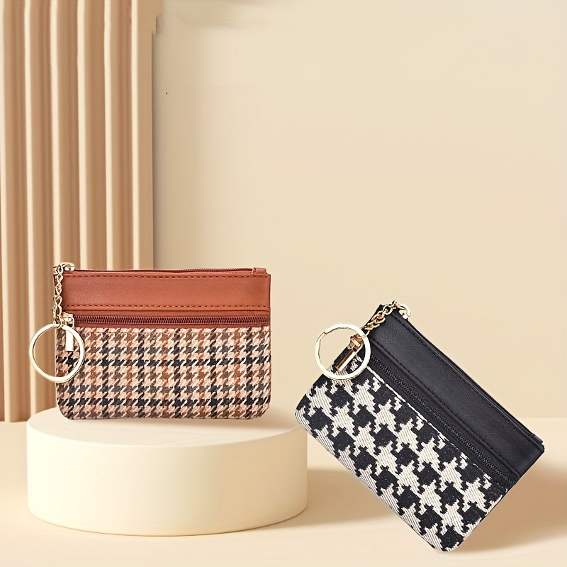 

Porte-Monnaie Chic en Toile avec Fermeture Éclair Simple - Porte-Cartes et Clés Compact Carré pour Femmes, Mini Sac à Main