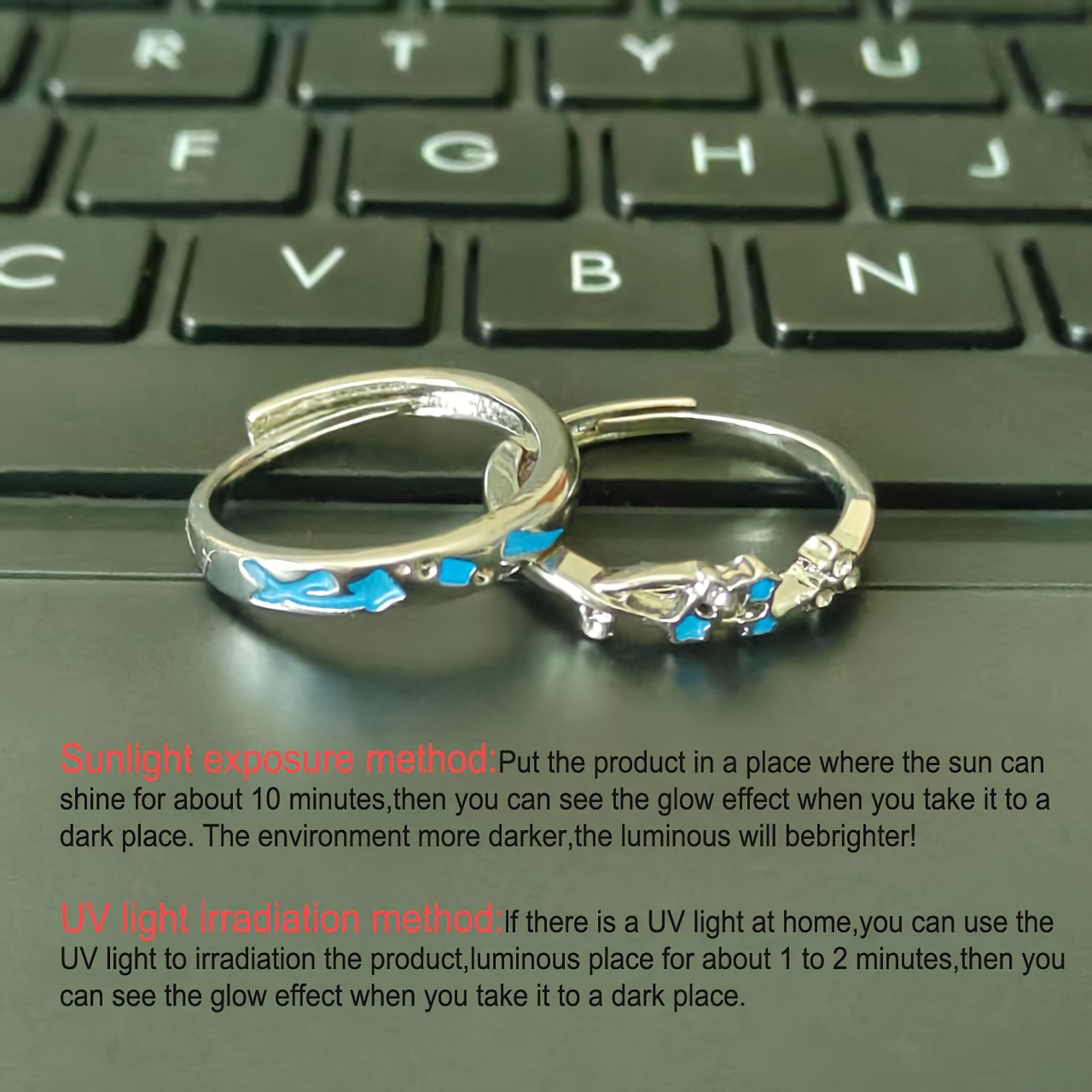 2pcs Couple Rings Starry Night Luminous Pair Ring