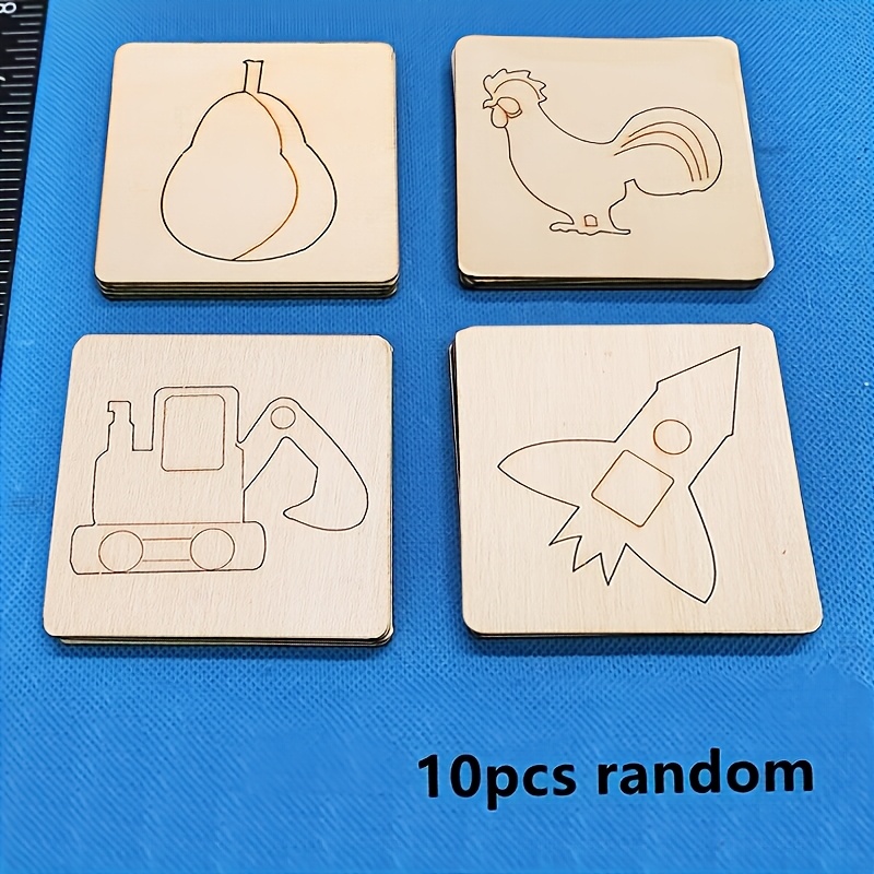 A Set Of 10 Children's Educational Toys, Including A Wooden Drawing Template Set, Coloring Puzzles, And A Drawing Board, Is Very Suitable As A Gift For Easter And Thanksgiving. Pattern Is Random.