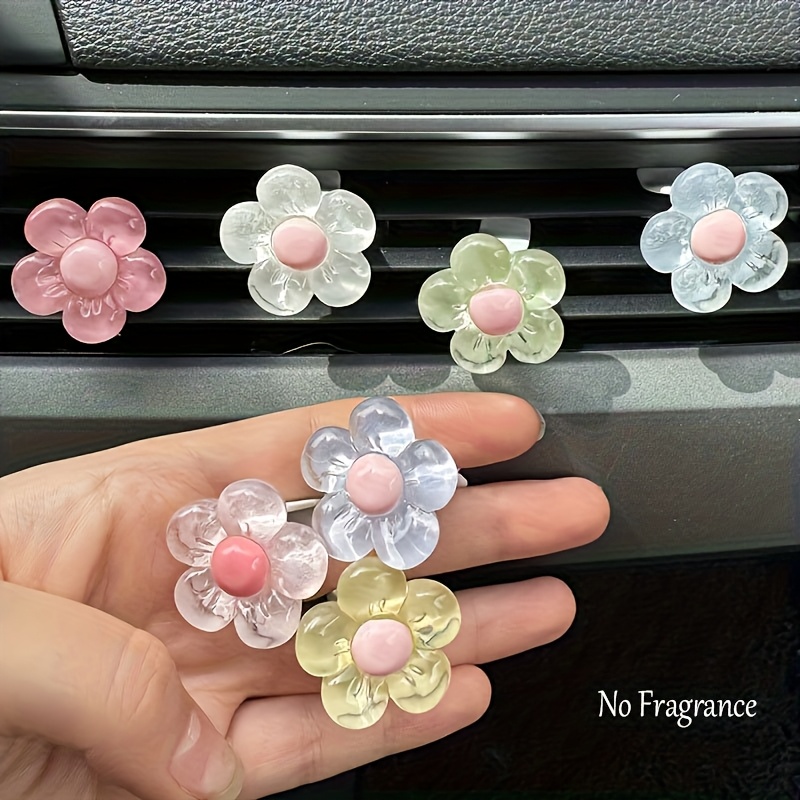 item picture 4pcs cute flowers car clips creative car air conditioning accessories car interior decoration for women no fragrance