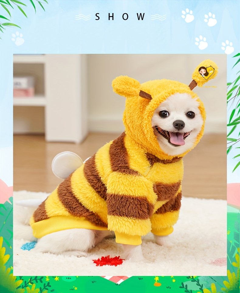 wholesale bee patterned lined transformation clothes for and large dogs and cats autumn and winter pet apparel with leash attachment Product details 1