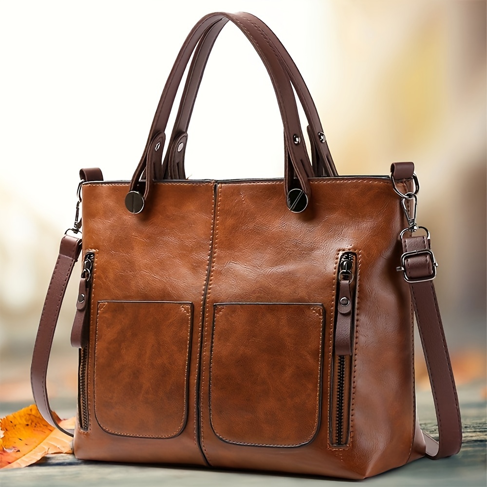 

Unisex Retro Style Crossbody Bag Pu Leather Bag Versatile Casual Shoulder Bag Handbag Suitable For Outings