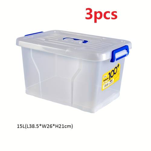 set of 3 storage boxes with lids featuring handles and wheels transparent containers are large versatile and durable designed for stacking ideal for uses are perfect for organizing and storing items in