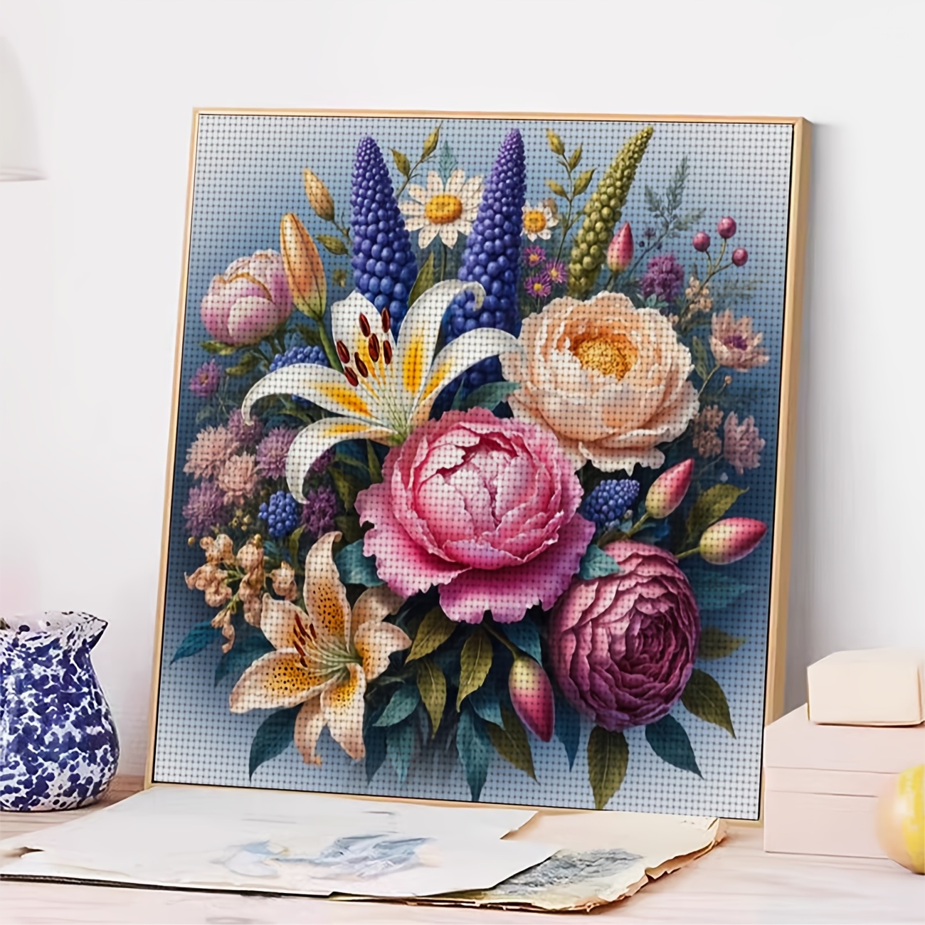 Vibrant Bouquet Cross Stitch Kit for Beginners