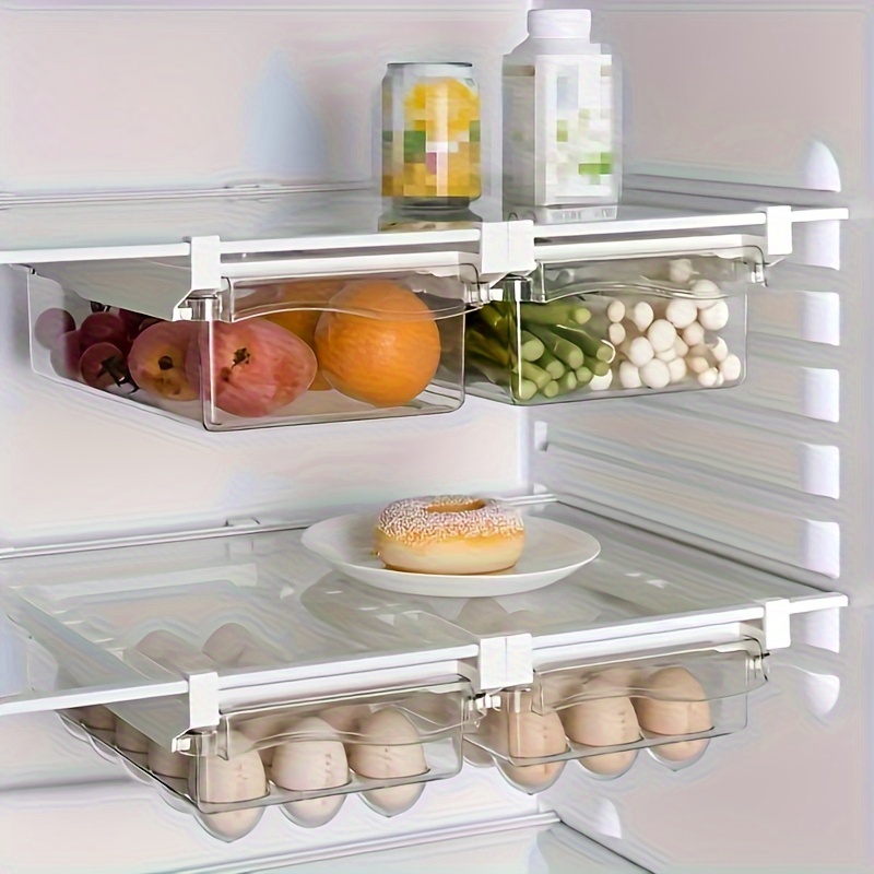 

Plastic Refrigerator Storage Organizer Bins With Egg Holder Drawer – Food-safe Stackable Freezer Containers For Kitchen Organization, 1pc