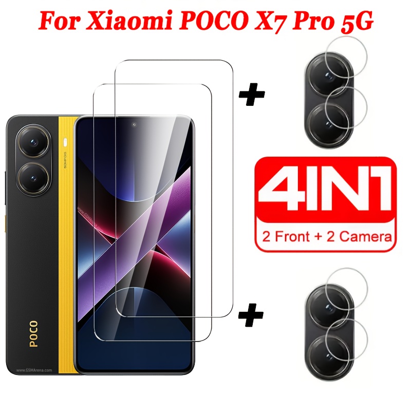 E-shop (2+2) für POCO X7 Pro Glas Vollständig Klare Displayschutzfolie für Poco X7 Pro Gehärtetes Glas für POCO X7 Pro Kameralinsenfolie