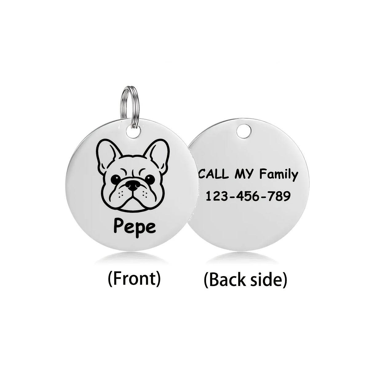 TEMU Customized Pet Accessories Dog Tags, Circular Dog Tags, Optional Small Dog Patterns, Engraved Names And Contact Numbers To Prevent Pets From