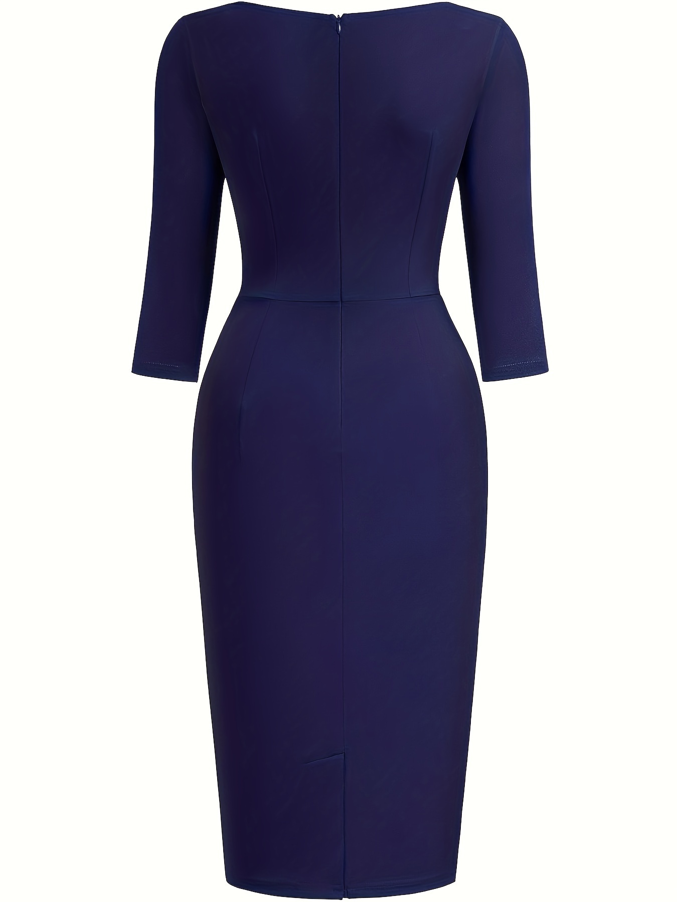 elegant boat neck midi dress three quarter sleeves - Temu