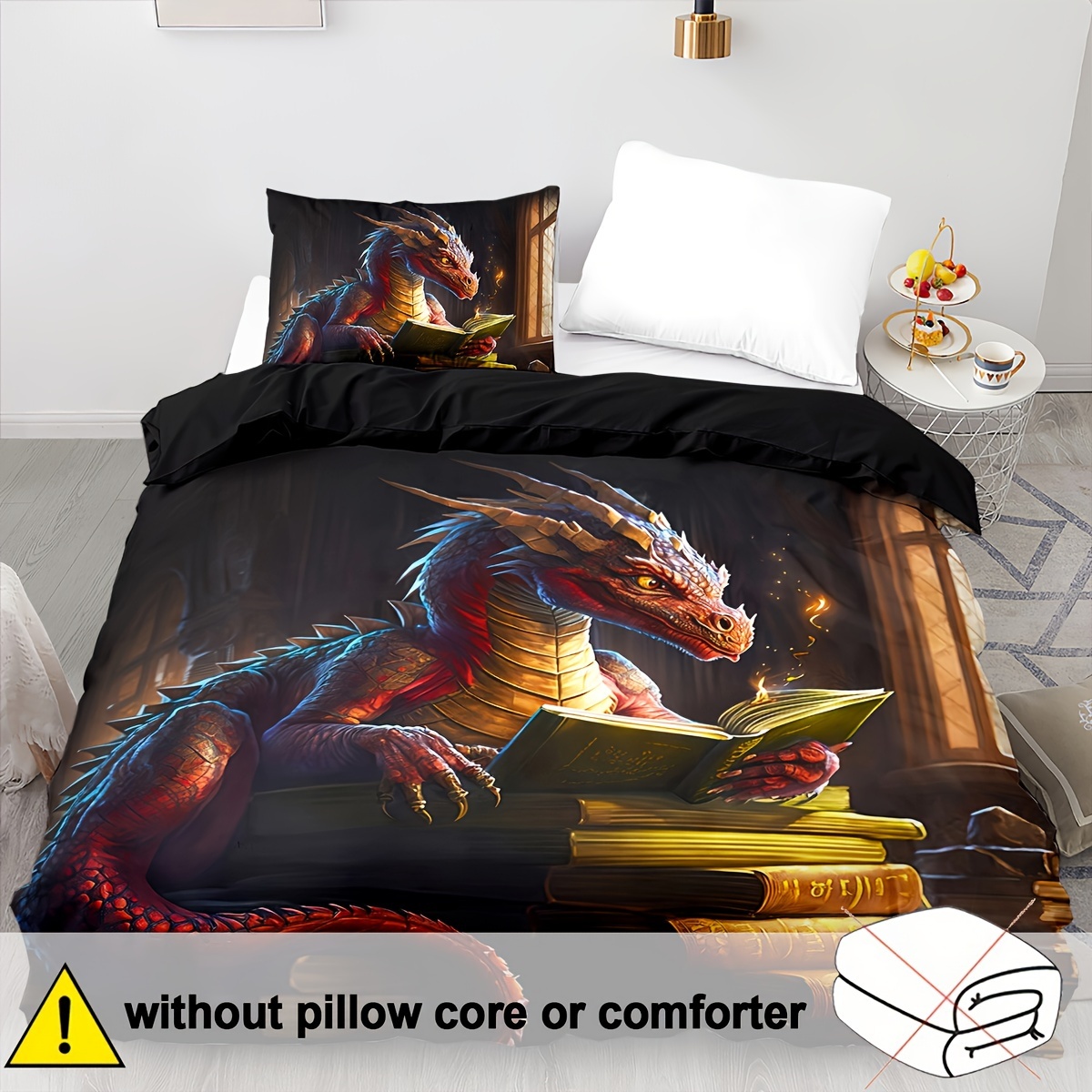 TEMU 2/3pcs Duvet Cover Set - Soft & Breathable Polyester, Vivid 3d Design With Magical Books Motif, Includes 1 Duvet Cover And 1/2 Pillowcases, Zip
