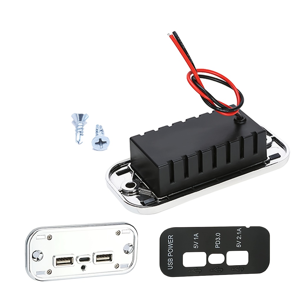 TEMU 2026 New 12v-24v Pd3.0 Qc3.0 Fast Car Charger Socket, 3-port Usb type-c Car Charger Adapter For Rv Truck Motorcycle Perfect Gift For Men